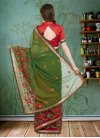 Embroidered Work Olive and Red Half N Half Saree - 2