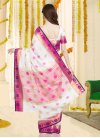 Rose Pink and White Thread Work Banarasi Silk Trendy Classic Saree - 2