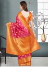 Hot Pink and Orange Thread Work Trendy Classic Saree - 2