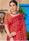 Red and Rose Pink Lace Work Brasso Designer Traditional Saree - 1