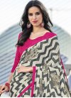 Grey and Off White Print Work Contemporary Saree - 1