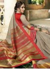 Beige and Red Khadi Silk Trendy Saree For Casual - 1