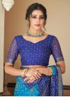 Blue and Teal Faux Chiffon Traditional Designer Saree - 1