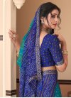 Blue and Teal Faux Chiffon Traditional Designer Saree - 3
