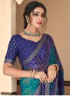 Blue and Teal Faux Chiffon Traditional Designer Saree - 2