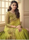Olive and Yellow Silk Georgette Designer Contemporary Saree - 1