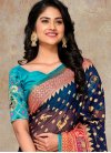 Navy Blue and Rose Pink Designer Traditional Saree For Ceremonial - 1