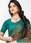 Brown and Turquoise Designer Contemporary Style Saree For Casual - 1
