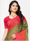 Olive and Rose Pink Brasso Designer Contemporary Style Saree - 1