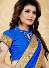 Ideal Faux Georgette Blue and Off White Half N Half Saree For Ceremonial - 1