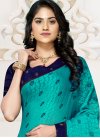 Navy Blue and Turquoise Designer Contemporary Style Saree For Casual - 1