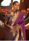 Navy Blue and Purple Woven Work Designer Traditional Saree - 2