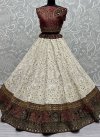 Maroon and Off White Embroidered Work Georgette A - Line Lehenga - 2