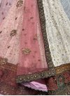 Maroon and Off White Embroidered Work Georgette A - Line Lehenga - 3