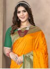 Green and Mustard Designer Traditional Saree For Ceremonial - 1