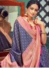 Art Silk Woven Work Navy Blue and Rose Pink Trendy Classic Saree - 1