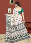 Off White and Sea Green Classic Saree For Casual - 2