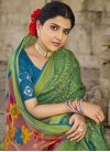 Brasso Woven Work Olive and Teal Contemporary Style Saree - 1