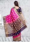 Navy Blue and Rose Pink Thread Work Trendy Classic Saree - 2