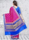 Banarasi Silk Blue and Fuchsia Thread Work Contemporary Style Saree - 2