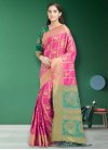Green and Rose Pink Thread Work Trendy Classic Saree - 1