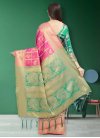 Green and Rose Pink Thread Work Trendy Classic Saree - 2