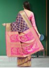 Purple and Rose Pink Thread Work Contemporary Style Saree - 2