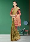Olive and Red Contemporary Saree For Ceremonial - 1