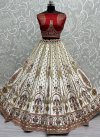 Off White and Red Designer A Line Lehenga Choli For Bridal - 3