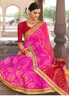 Red and Rose Pink Faux Georgette Contemporary Style Saree - 1