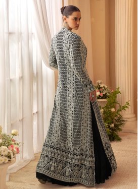 Chinon Designer Gown with Embroidered Work in Black