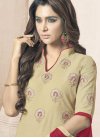 Cream and Red Embroidered Work Trendy Churidar Salwar Suit - 1