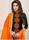 Black and Orange Trendy Churidar Salwar Suit - 1