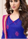 Embroidered Work Blue and Rose Pink Churidar Salwar Suit - 1