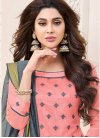 Grey and Salmon Trendy Churidar Suit For Casual - 1