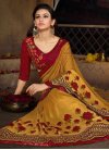 Gold and Red Satin Georgette Contemporary Saree - 1