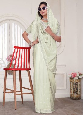 Organza Classic Saree with Embroidered Work in Off White