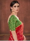 Embroidered Work Green and Red Trendy Classic Saree - 1