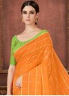 Mint Green and Orange Embroidered Work Contemporary Style Saree - 1