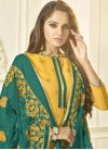 Teal and Yellow Embroidered Work Trendy Pakistani Salwar Suit - 1
