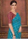 Art Silk Crimson and Light Blue Trendy Saree For Casual - 1