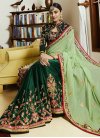 Green and Mint Green Half N Half Trendy Saree For Festival - 1