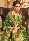 Jacquard Silk Green and Olive Woven Work Designer Contemporary Style Saree - 1