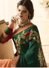Green and Peach Banarasi Silk Half N Half Trendy Saree - 2