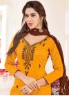 Embroidered Work Cotton Semi Patiala Suit - 1