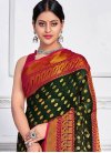 Woven Work Bottle Green and Rose Pink Contemporary Style Saree - 1