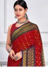 Woven Work Navy Blue and Red Traditional Designer Saree - 1