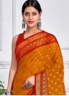 Mustard and Red Woven Work Traditional Designer Saree - 1