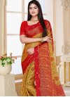 Gold and Red Woven Work Designer Contemporary Saree - 1