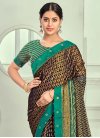 Navy Blue and Teal Brasso Traditional Designer Saree - 1